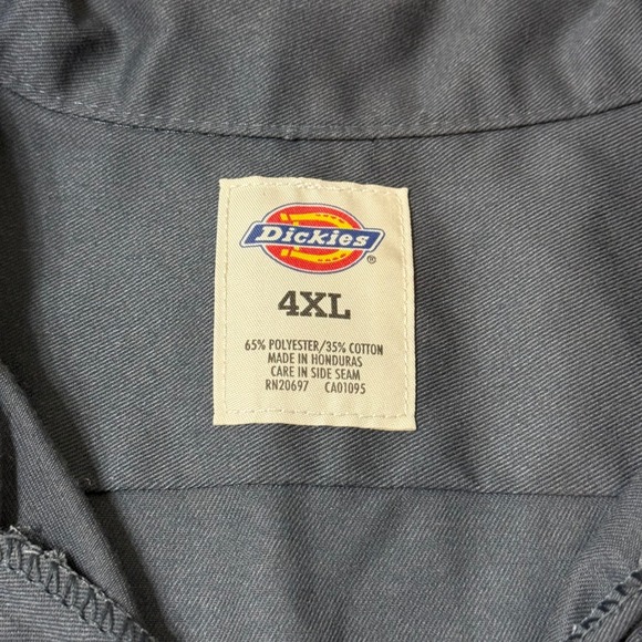 Dickies Button Up Work Shirt Gray Mechanic Short Sleeve Uniform Mens 4XL - Picture 4 of 6